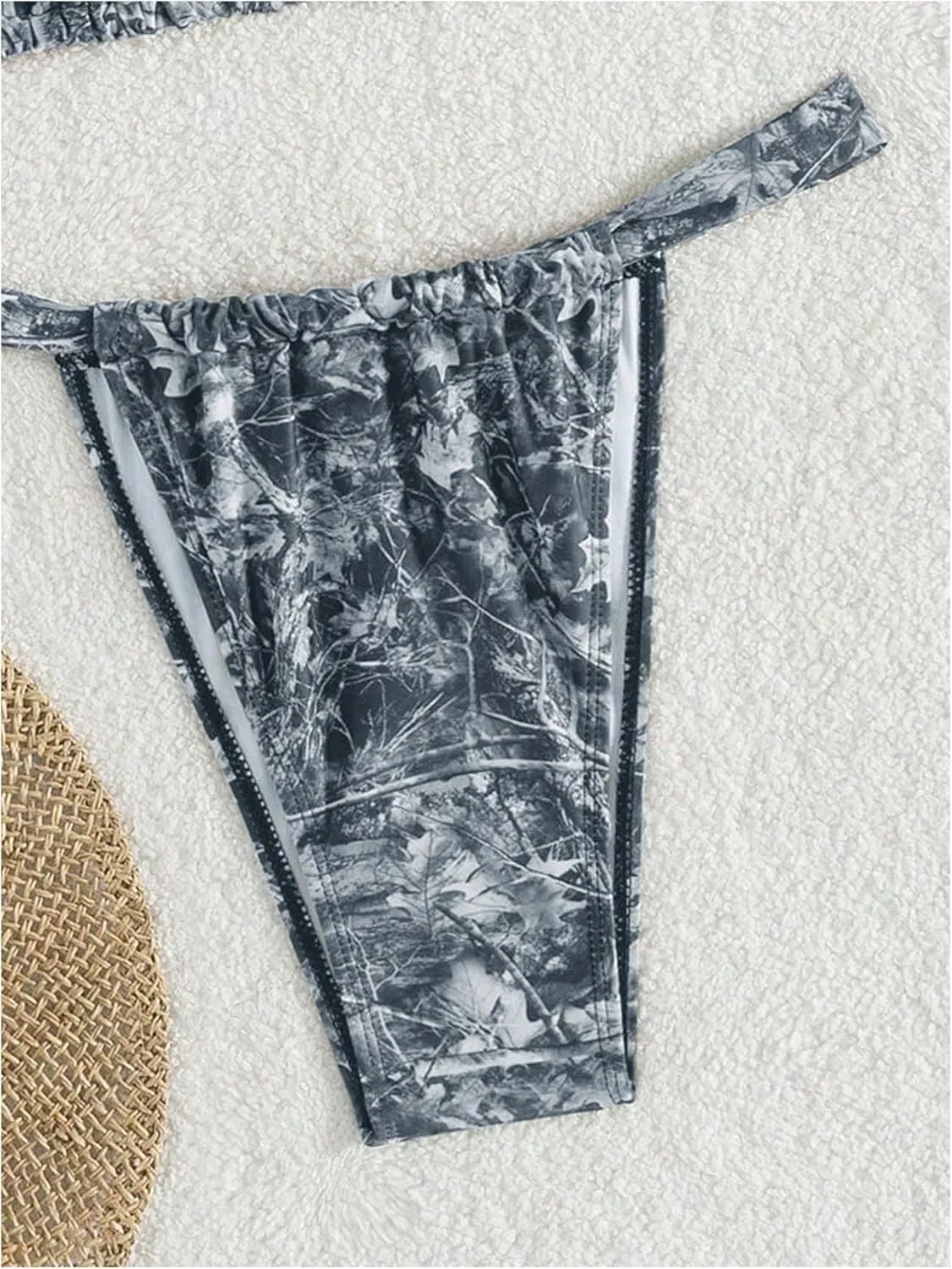 MakeMeChic Women's Camo Bikini Set Triangle Tie Backless Thong Bathing Suit Two Piece Swimsuits