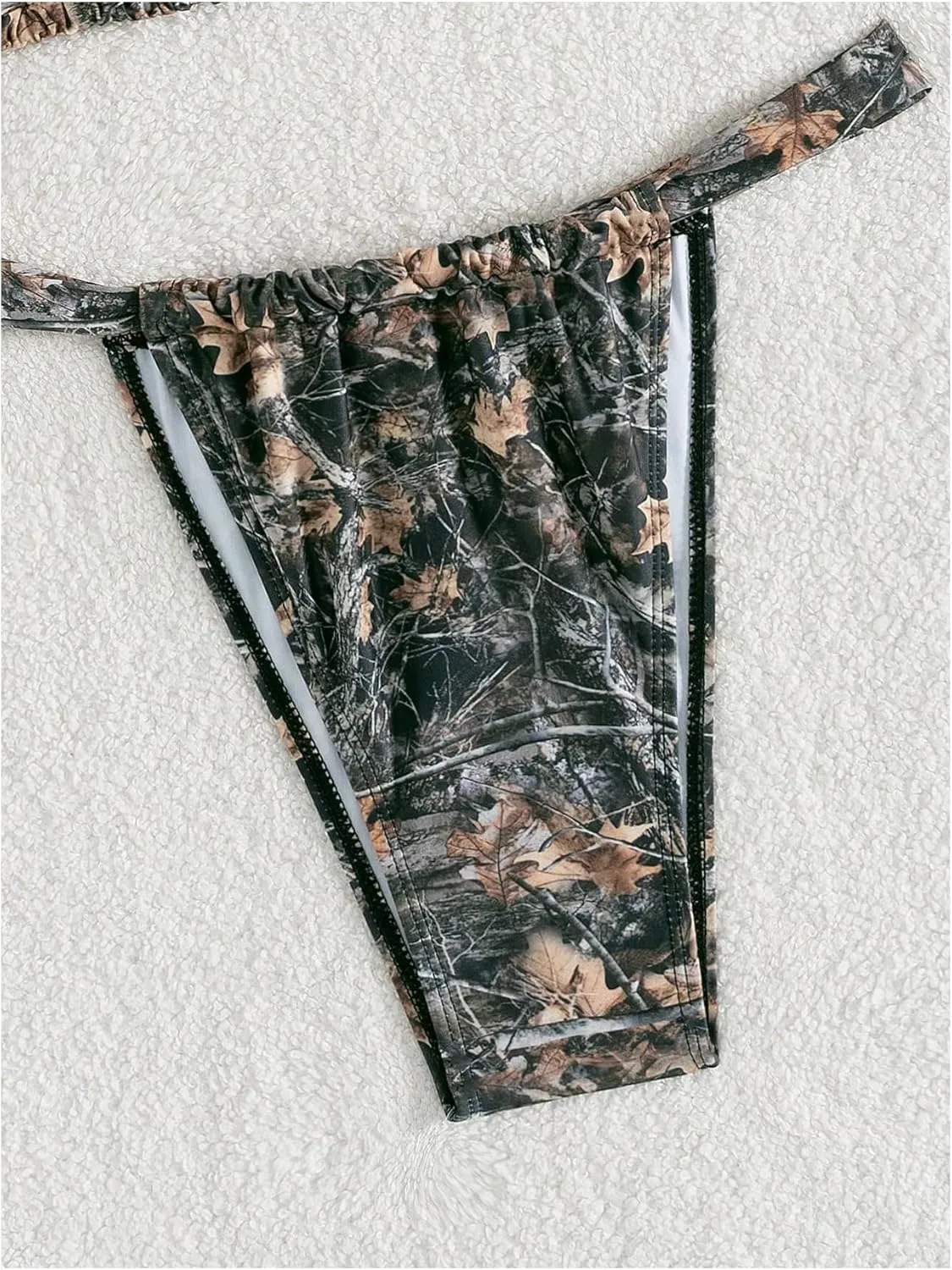MakeMeChic Women's Camo Bikini Set Triangle Tie Backless Thong Bathing Suit Two Piece Swimsuits
