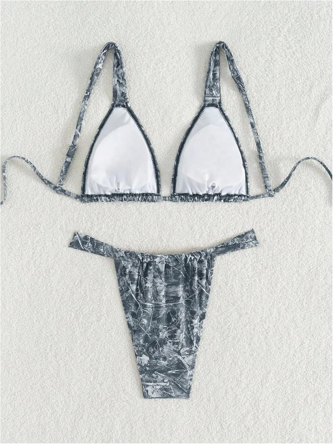 MakeMeChic Women's Camo Bikini Set Triangle Tie Backless Thong Bathing Suit Two Piece Swimsuits