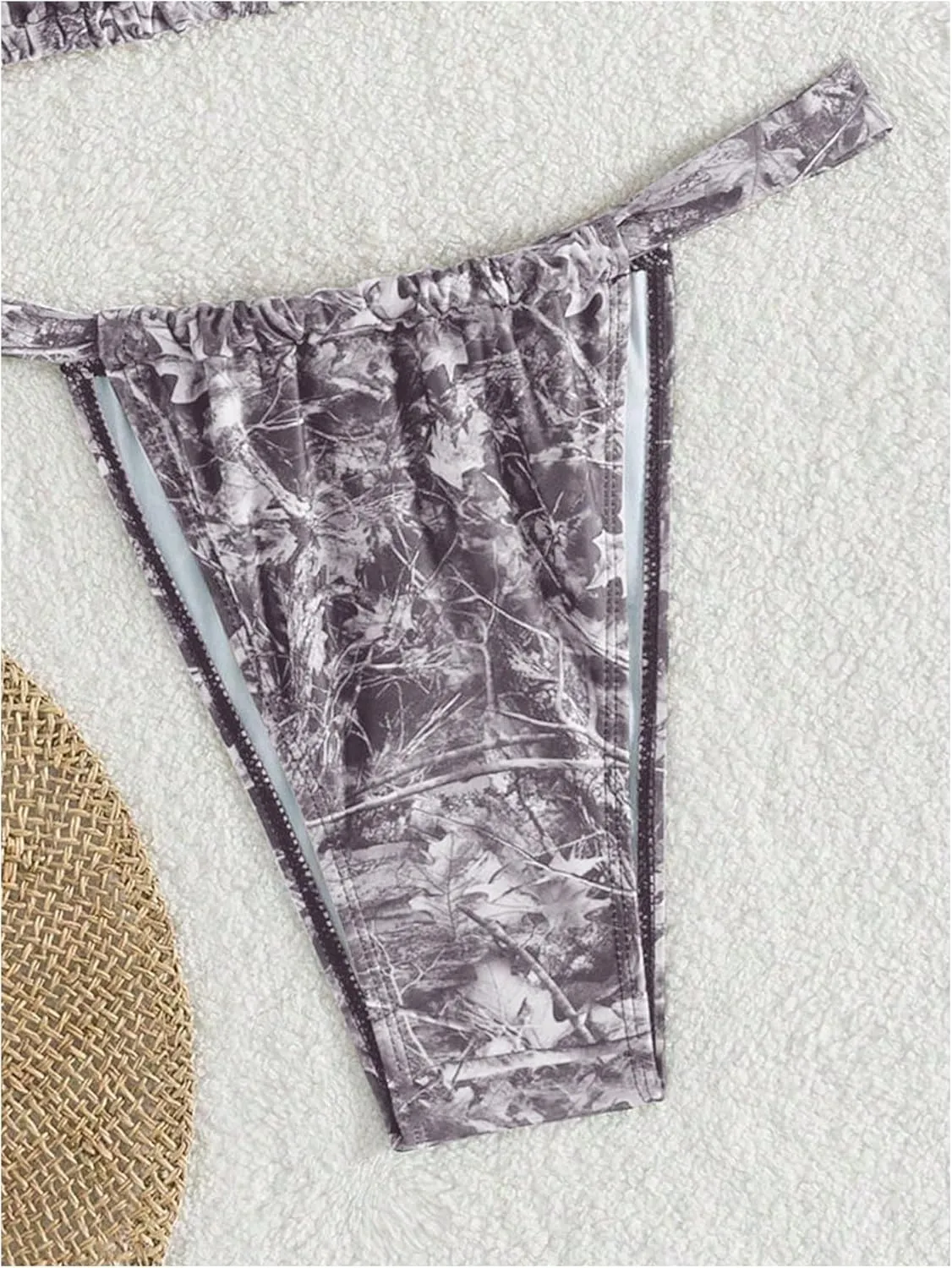 MakeMeChic Women's Camo Bikini Set Triangle Tie Backless Thong Bathing Suit Two Piece Swimsuits