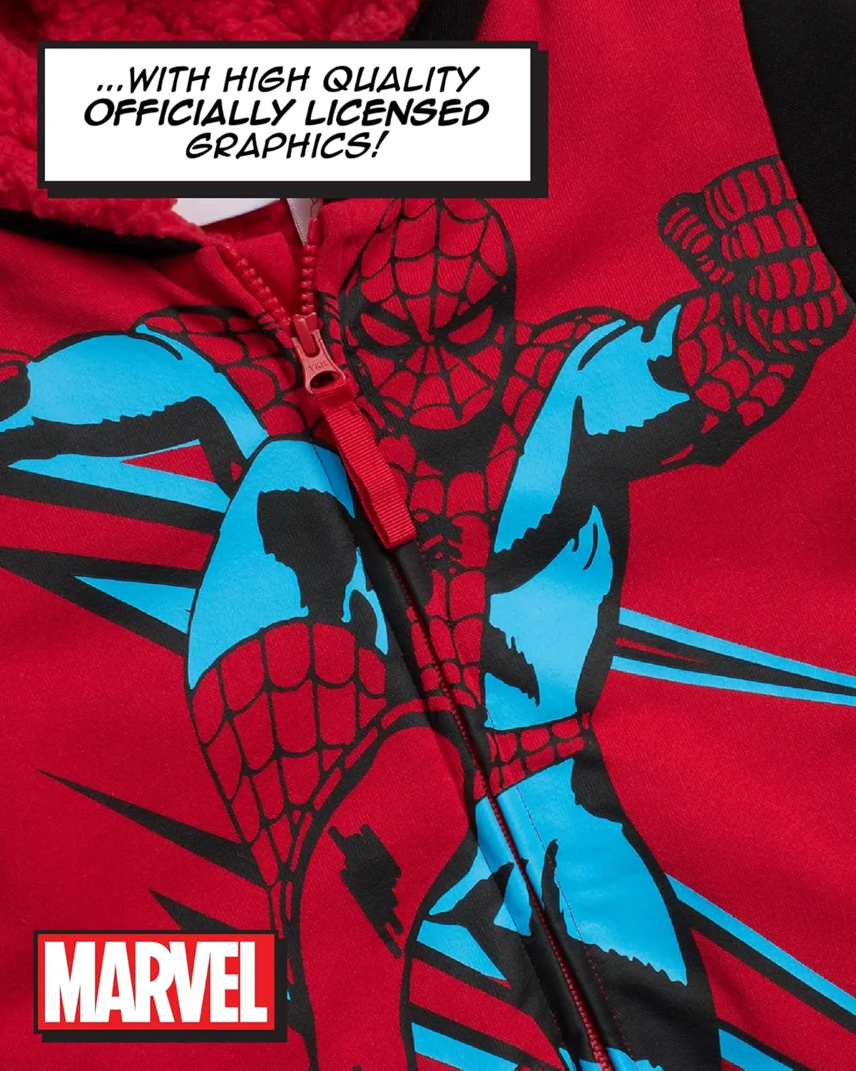 Marvel Boys' Sweatshirt - Soft Fleece Fully Sherpa Lined Zip-Up Hoodie - Avengers & Spider-Man Sweatshirts for Boys (3T-7)