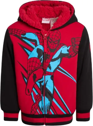 Marvel Boys' Sweatshirt - Soft Fleece Fully Sherpa Lined Zip-Up Hoodie - Avengers & Spider-Man Sweatshirts for Boys (3T-7)