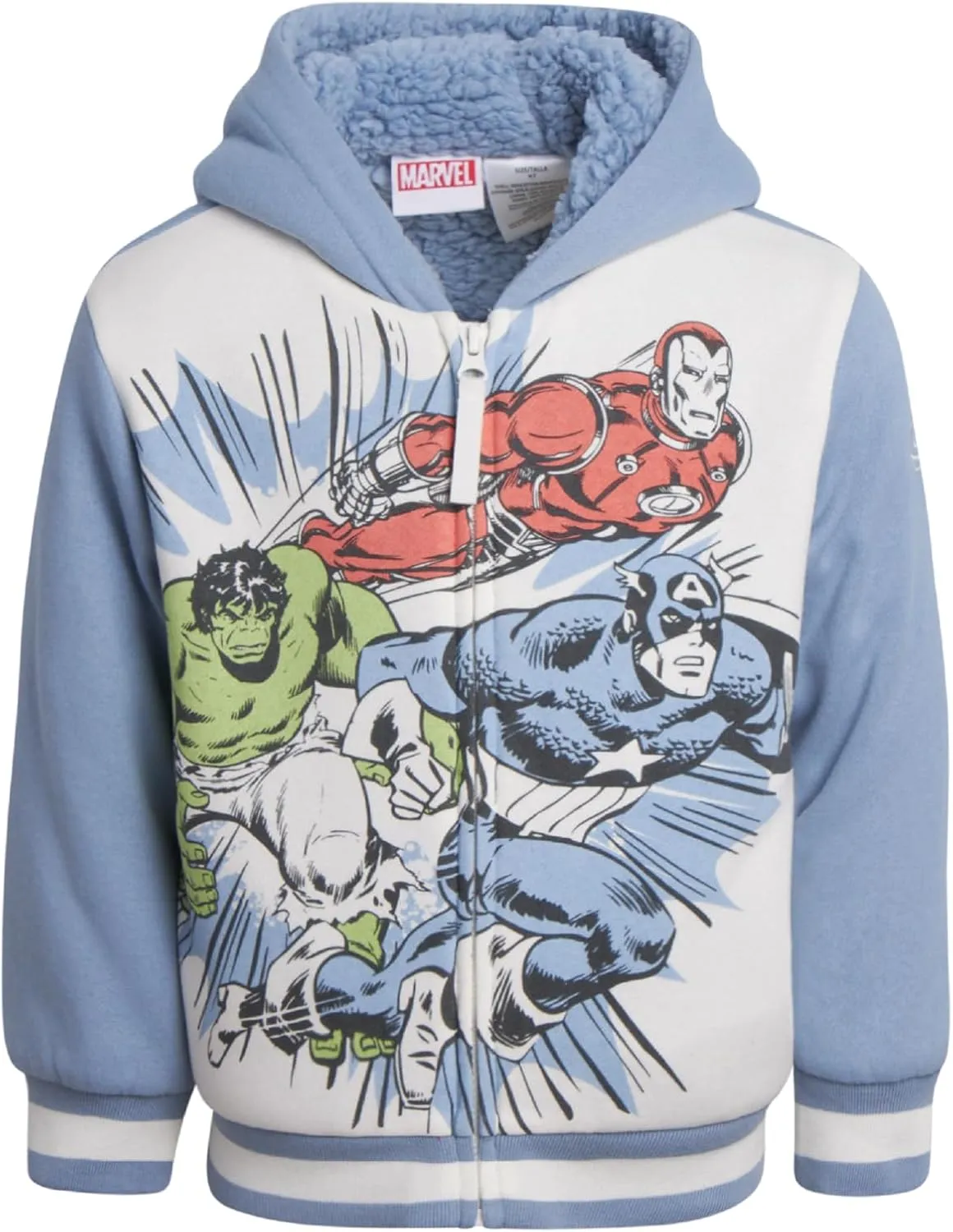 Marvel Boys' Sweatshirt - Soft Fleece Fully Sherpa Lined Zip-Up Hoodie - Avengers & Spider-Man Sweatshirts for Boys (3T-7)