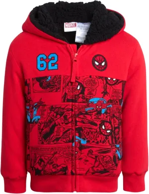 Marvel Boys' Sweatshirt - Soft Fleece Fully Sherpa Lined Zip-Up Hoodie - Avengers & Spider-Man Sweatshirts for Boys (3T-7)
