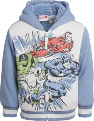Marvel Boys' Sweatshirt - Soft Fleece Fully Sherpa Lined Zip-Up Hoodie - Avengers & Spider-Man Sweatshirts for Boys (3T-7)