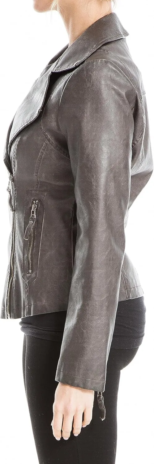 Max Studio Women's Fall 2023 Trendy Fashion Everyday Casual Faux Leather Jacket