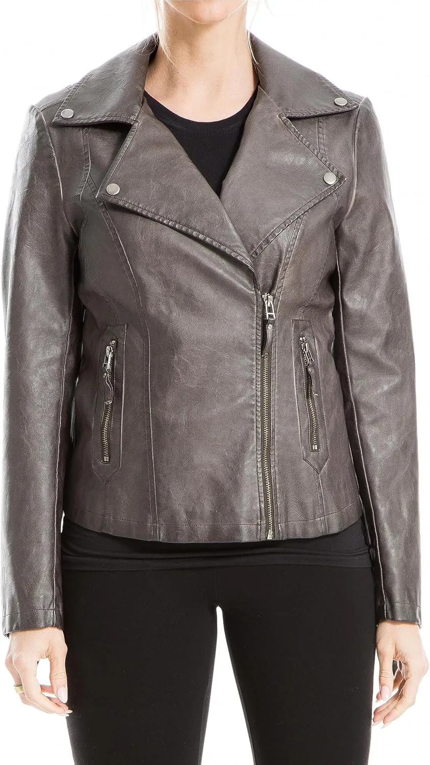 Max Studio Women's Fall 2023 Trendy Fashion Everyday Casual Faux Leather Jacket