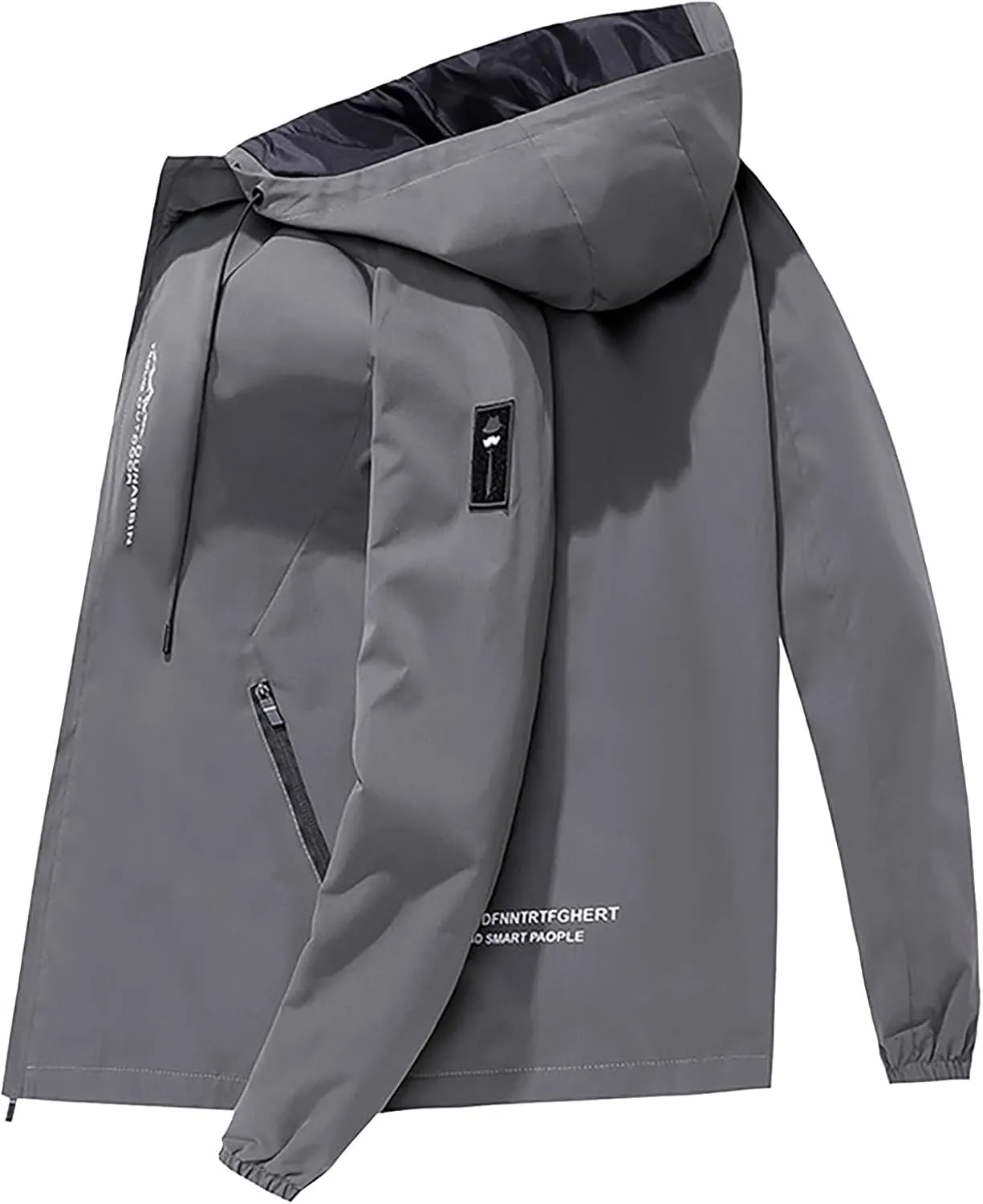 Men Hooded Jacket Waterproof Lightweight Insulated Fleece Rain Jacket Outdoor Raincoat Shell Jacket for Hiking Travel