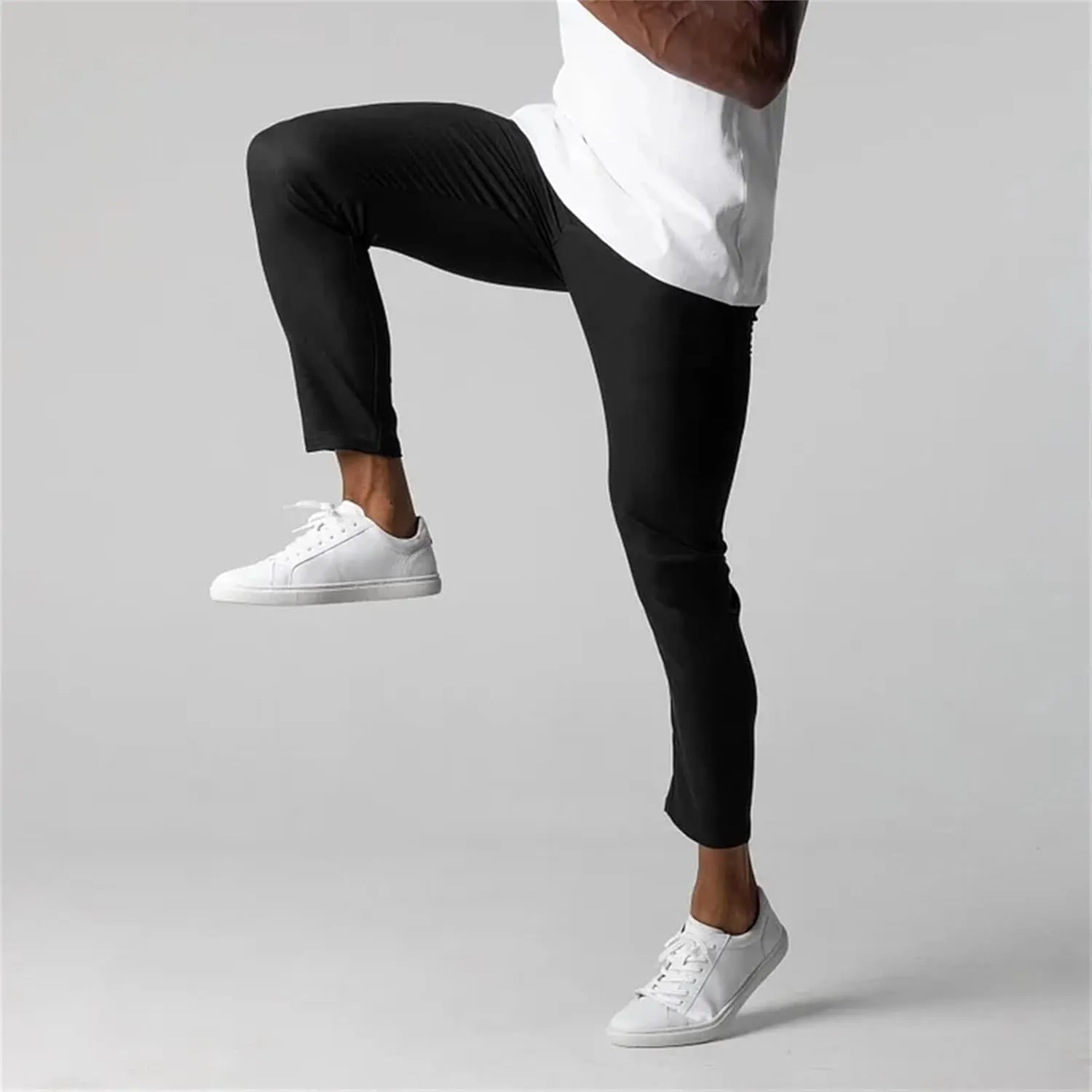 Mens 2023 Chinos Dress Pants Basic Solid Color Sweatpants Slim Fit Stretch Flat-Front Golf Pants Casual Travel