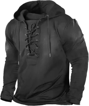 Mens American Flag Hoodie Military Tactical Hooded Sweatshirt for Men Outdoor Graphic Printed Laceup Pullover Shirt
