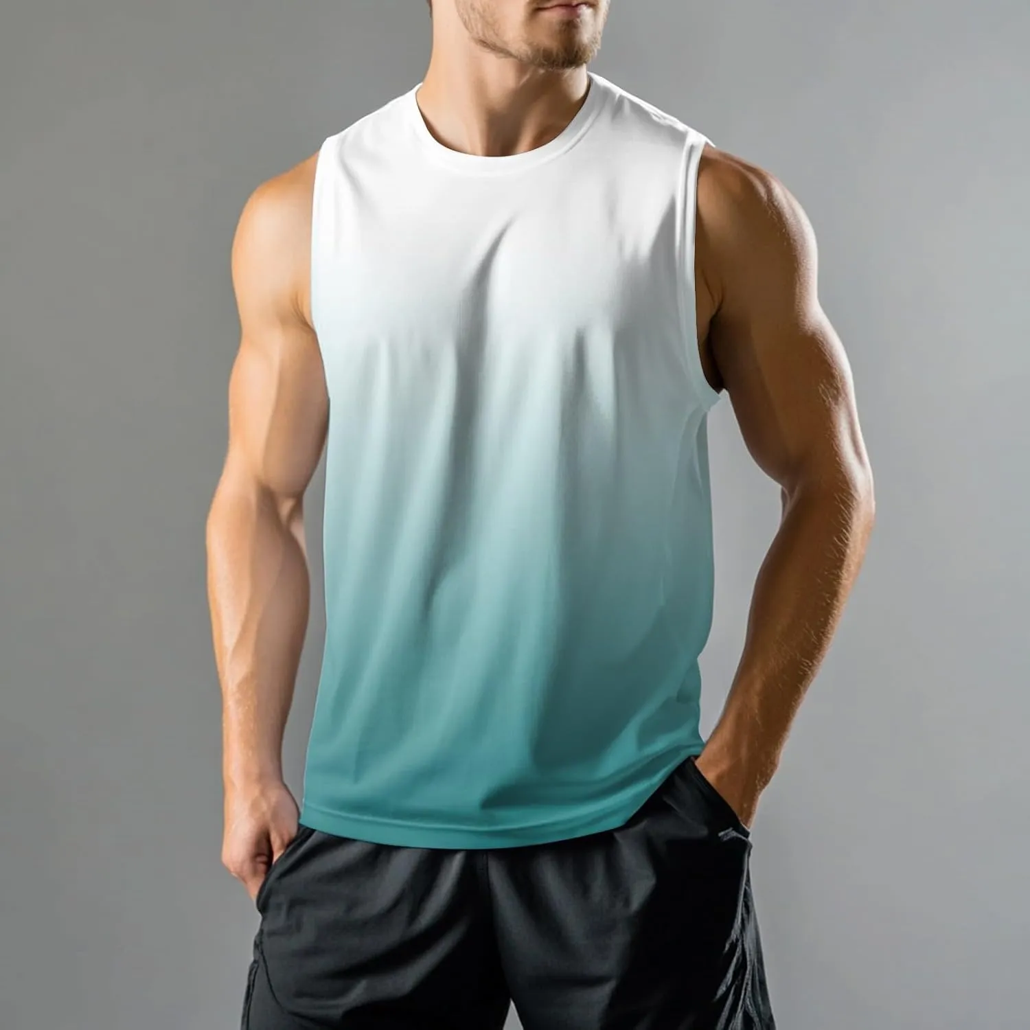 Mens Beach Tank Tops Summer Swim Graphic Sleeveless Shirts for Men Big and Tall Muscle Running Workout Gym