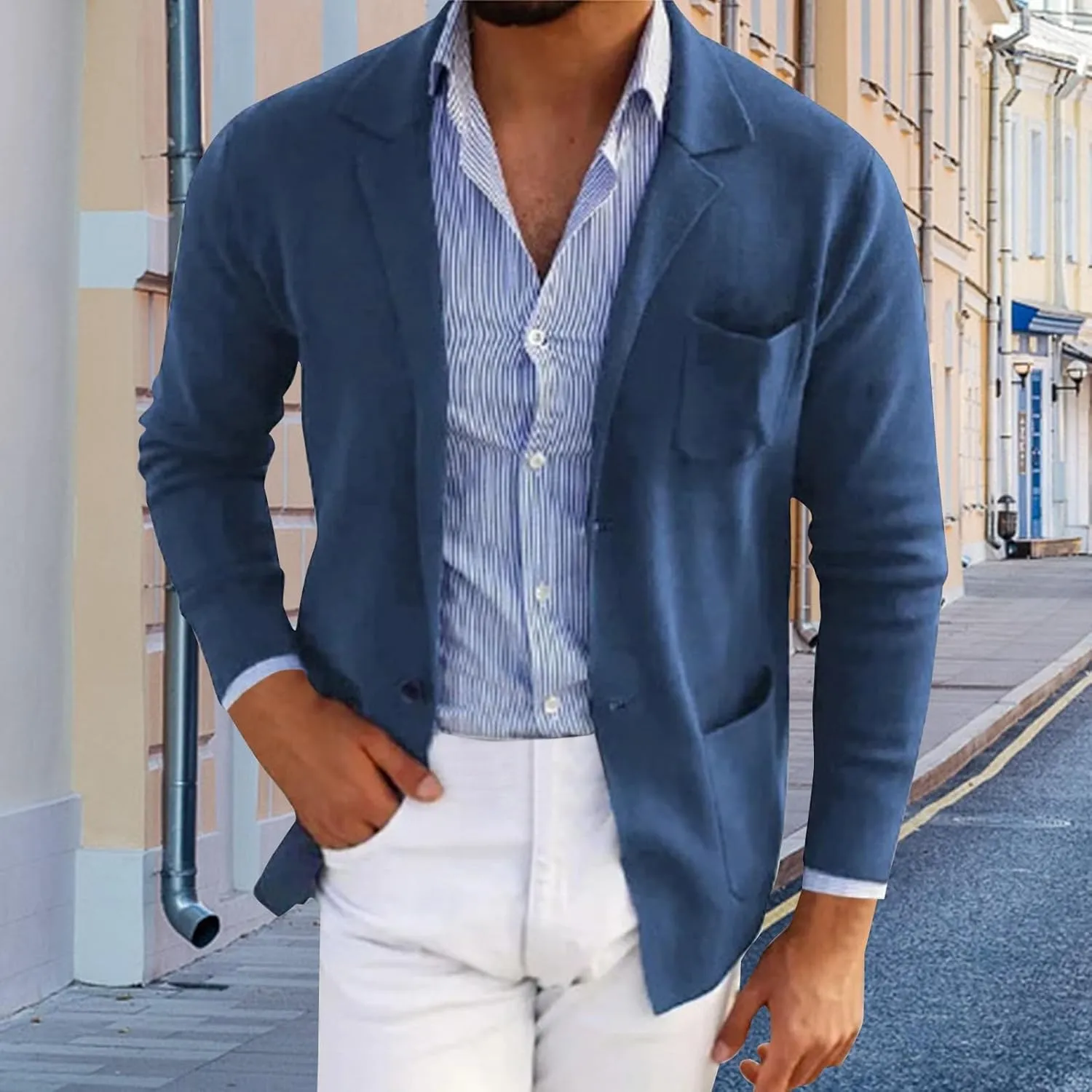 Men's Blazer Suit Jacket Casual Linen Sport Coat Lightweight Notched Lapel Sport Coat Trendy Cocktail Tuxedo Jackets
