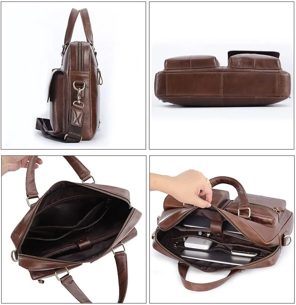 Men's Briefcase Genuine Leather bag Fashion Large Capacity Business Male Shoulder Bags Laptop Bag