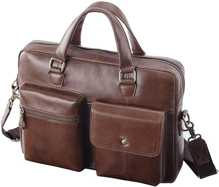 Men's Briefcase Genuine Leather bag Fashion Large Capacity Business Male Shoulder Bags Laptop Bag