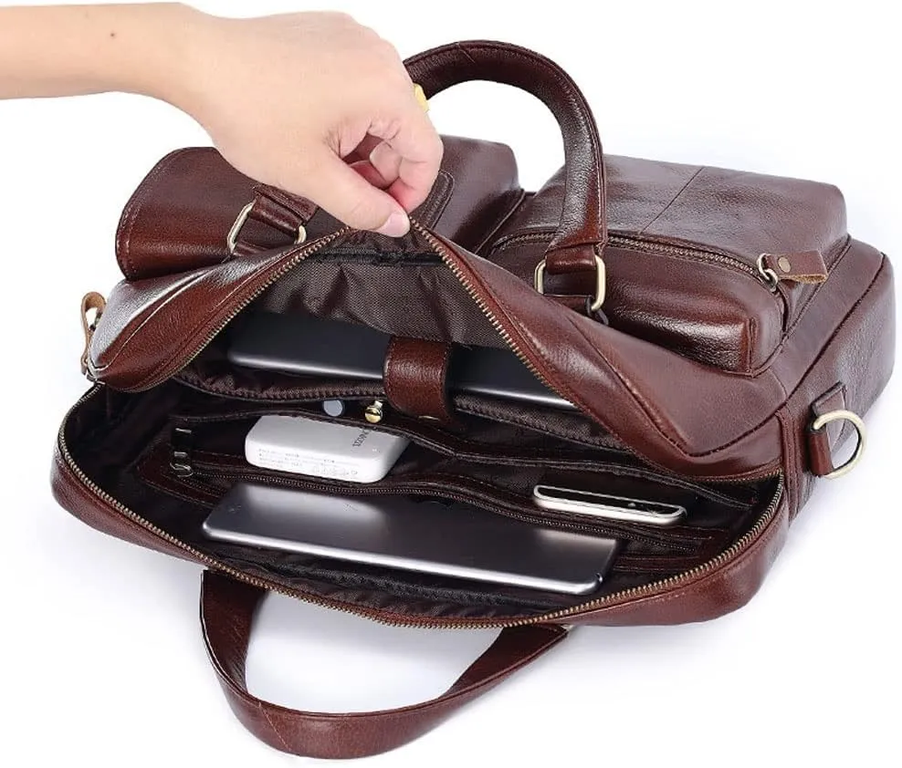 Men's Briefcase Genuine Leather bag Fashion Large Capacity Business Male Shoulder Bags Laptop Bag