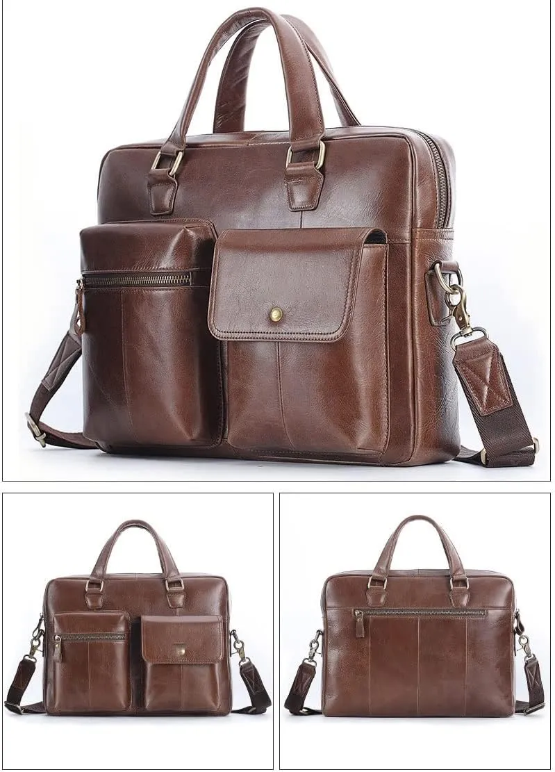 Men's Briefcase Genuine Leather bag Fashion Large Capacity Business Male Shoulder Bags Laptop Bag