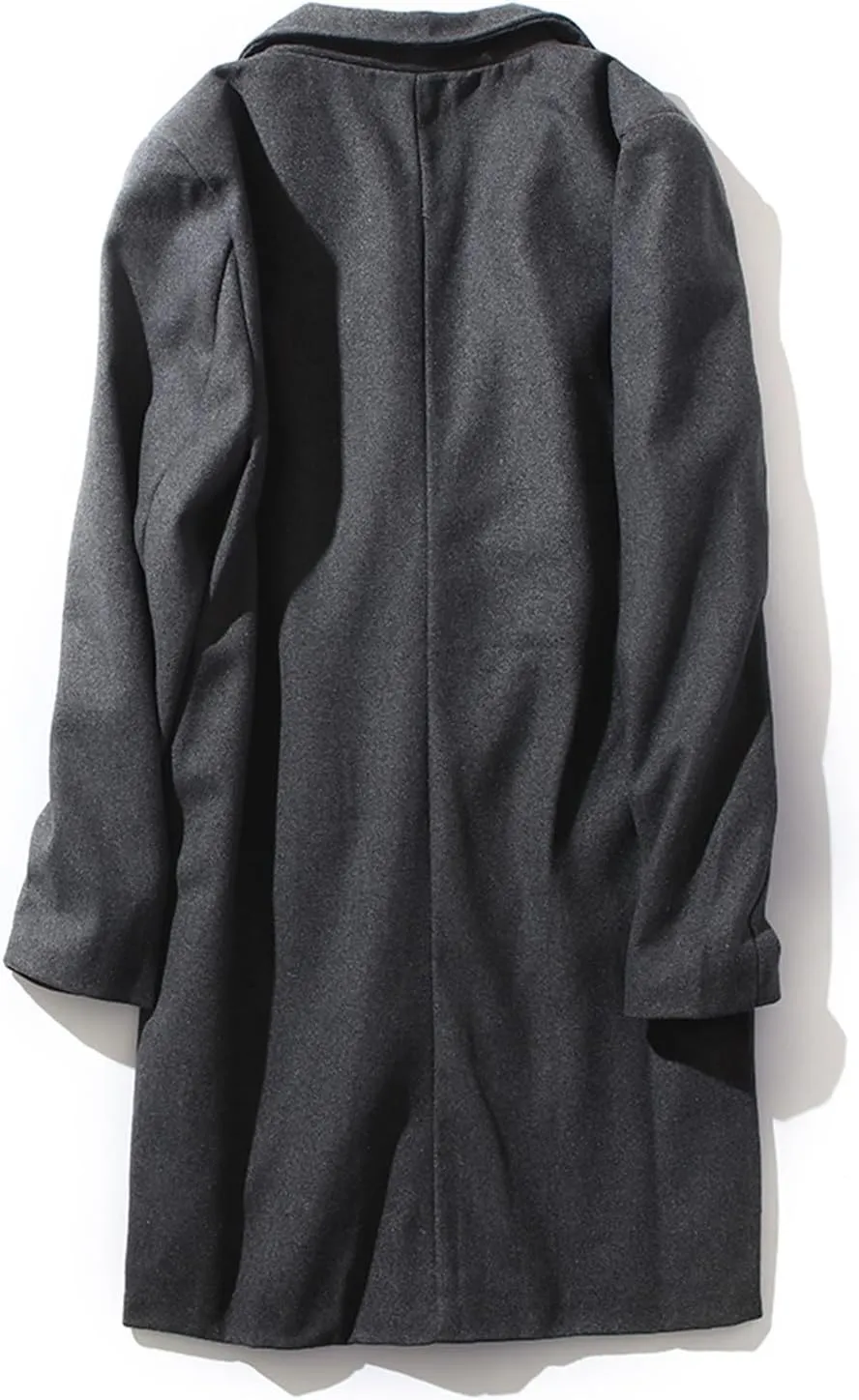 Mens Button Wool Blend Overcoat Jacket Lapel Solid Color Long Sleeve Warm Mid Length Coat Fashion Elegant Coat