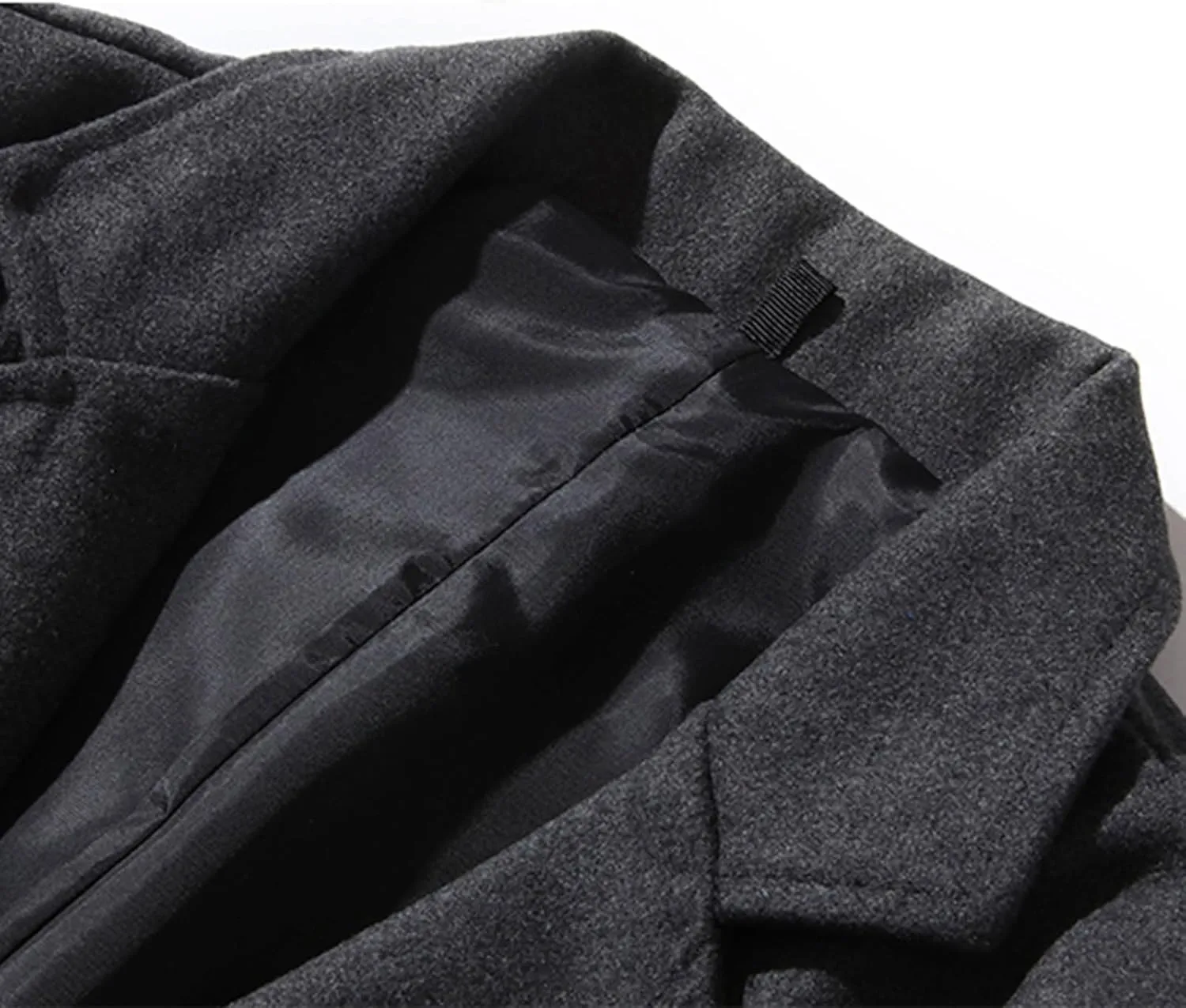 Mens Button Wool Blend Overcoat Jacket Lapel Solid Color Long Sleeve Warm Mid Length Coat Fashion Elegant Coat