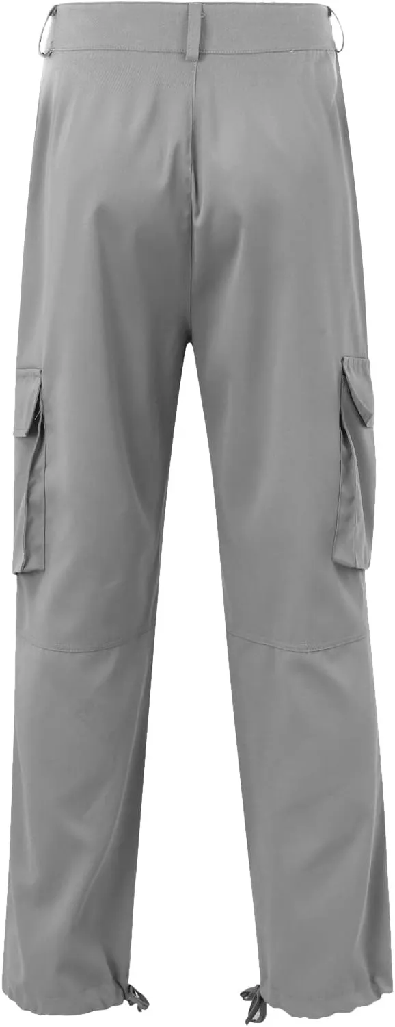 Mens Cargo Pants Big and Tall Loose Fit Stretch Waist Cargo Sweatpants Casual Solid Pleated Straight Athletic Hiking Pants
