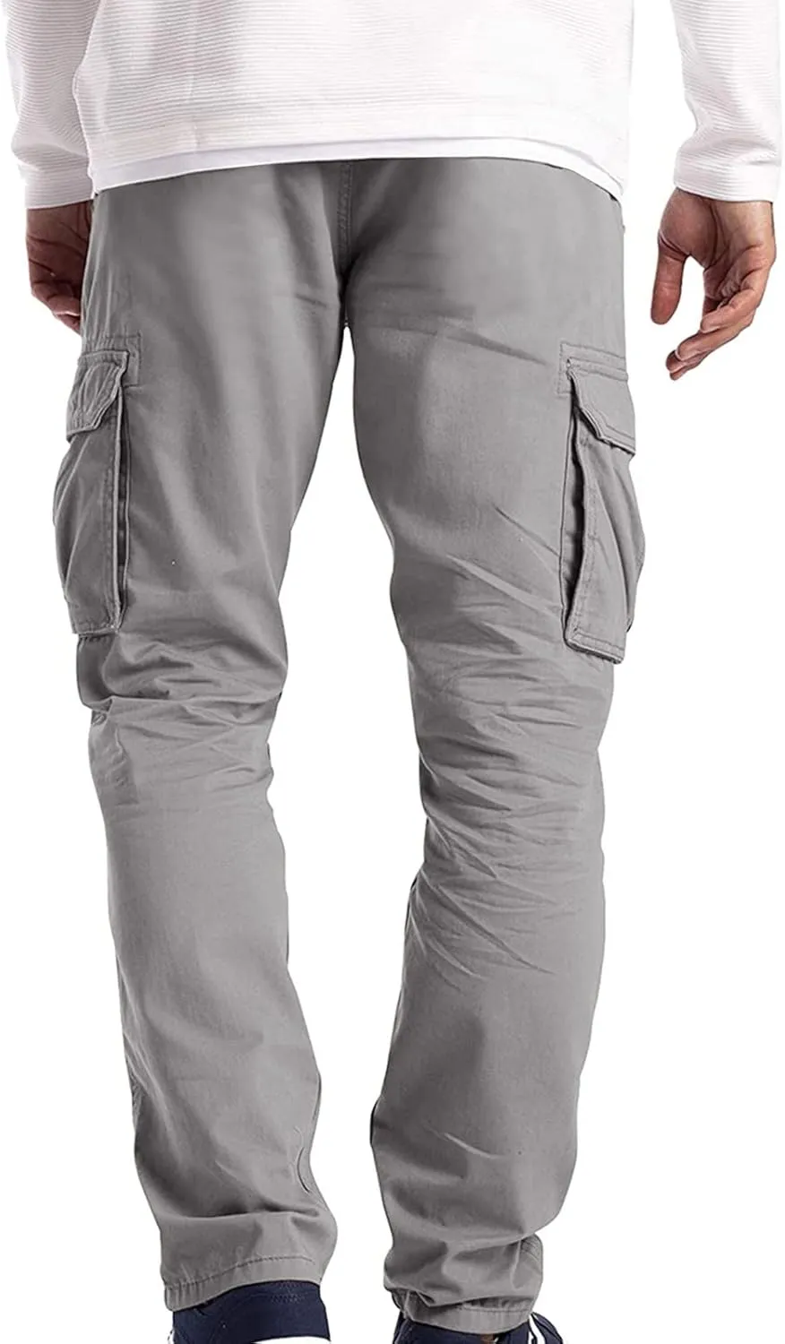 Mens Cargo Pants Big and Tall Loose Fit Stretch Waist Cargo Sweatpants Casual Solid Pleated Straight Athletic Hiking Pants