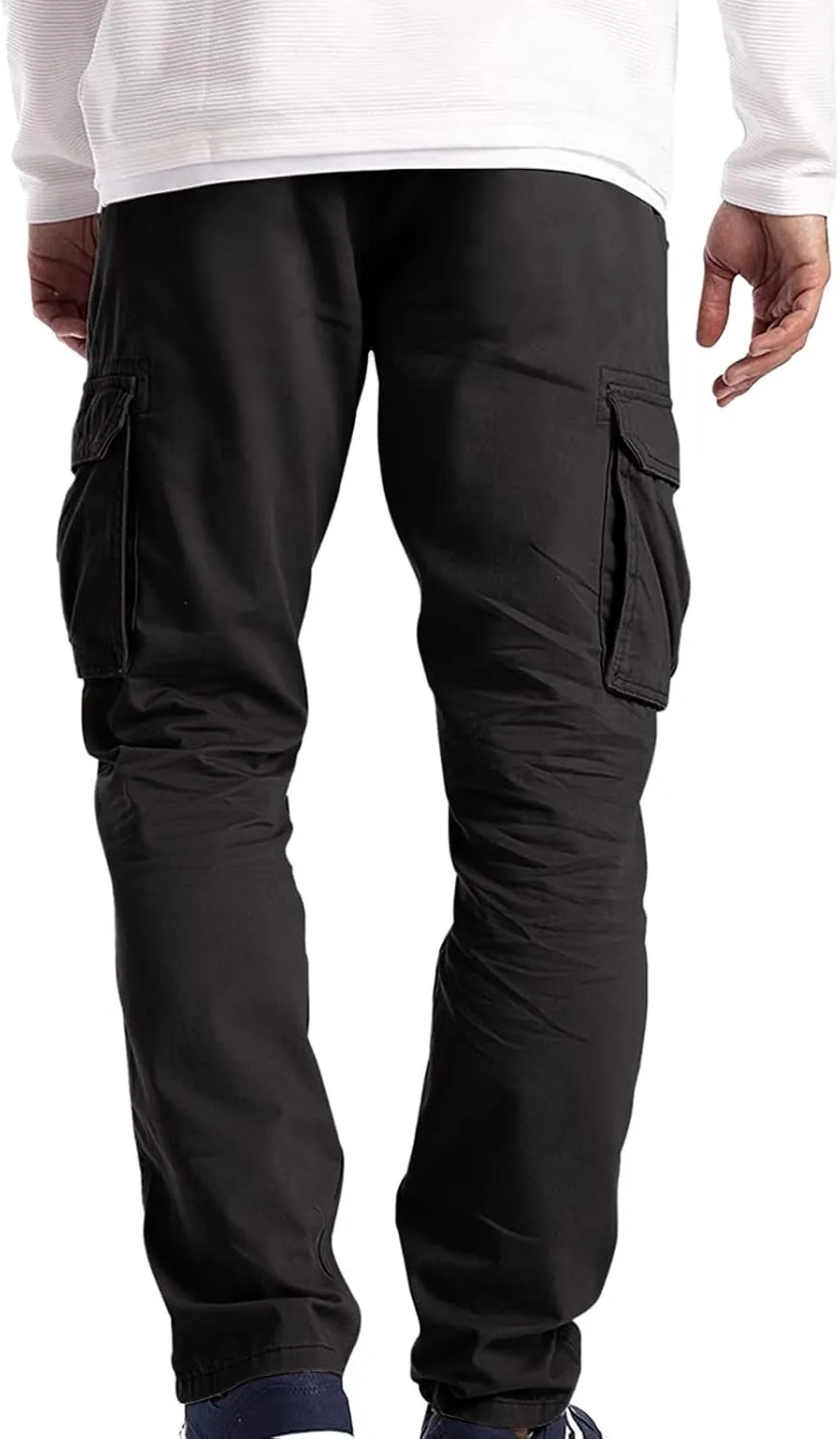Mens Cargo Pants Big and Tall Loose Fit Stretch Waist Cargo Sweatpants Casual Solid Pleated Straight Athletic Hiking Pants
