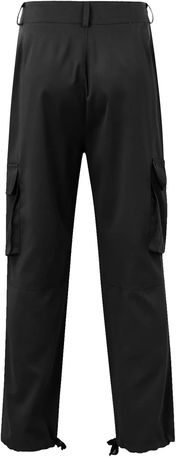 Mens Cargo Pants Big and Tall Loose Fit Stretch Waist Cargo Sweatpants Casual Solid Pleated Straight Athletic Hiking Pants