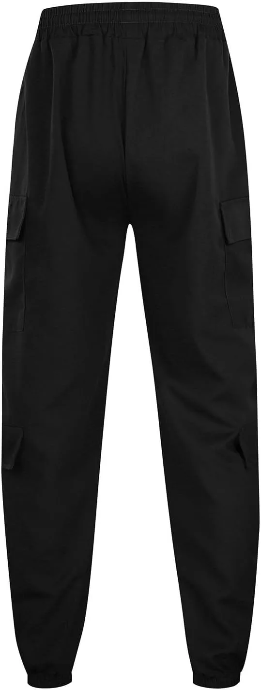 Mens Cargo Sweatpants with Pockets Elastic Waisted Lightweight Joggers Casual Relaxed Fit Drawstring Stretch Jogging Trousers