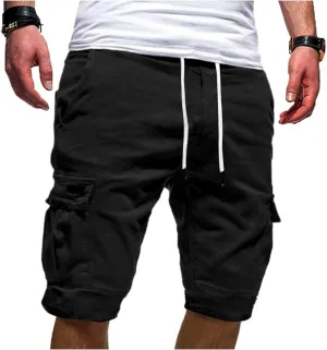 Men's Casual Cargo Shorts Classic Fit Athletic Shorts Cotton Cargo Shorts for Men Summer Beach Shorts with 4 Pockets