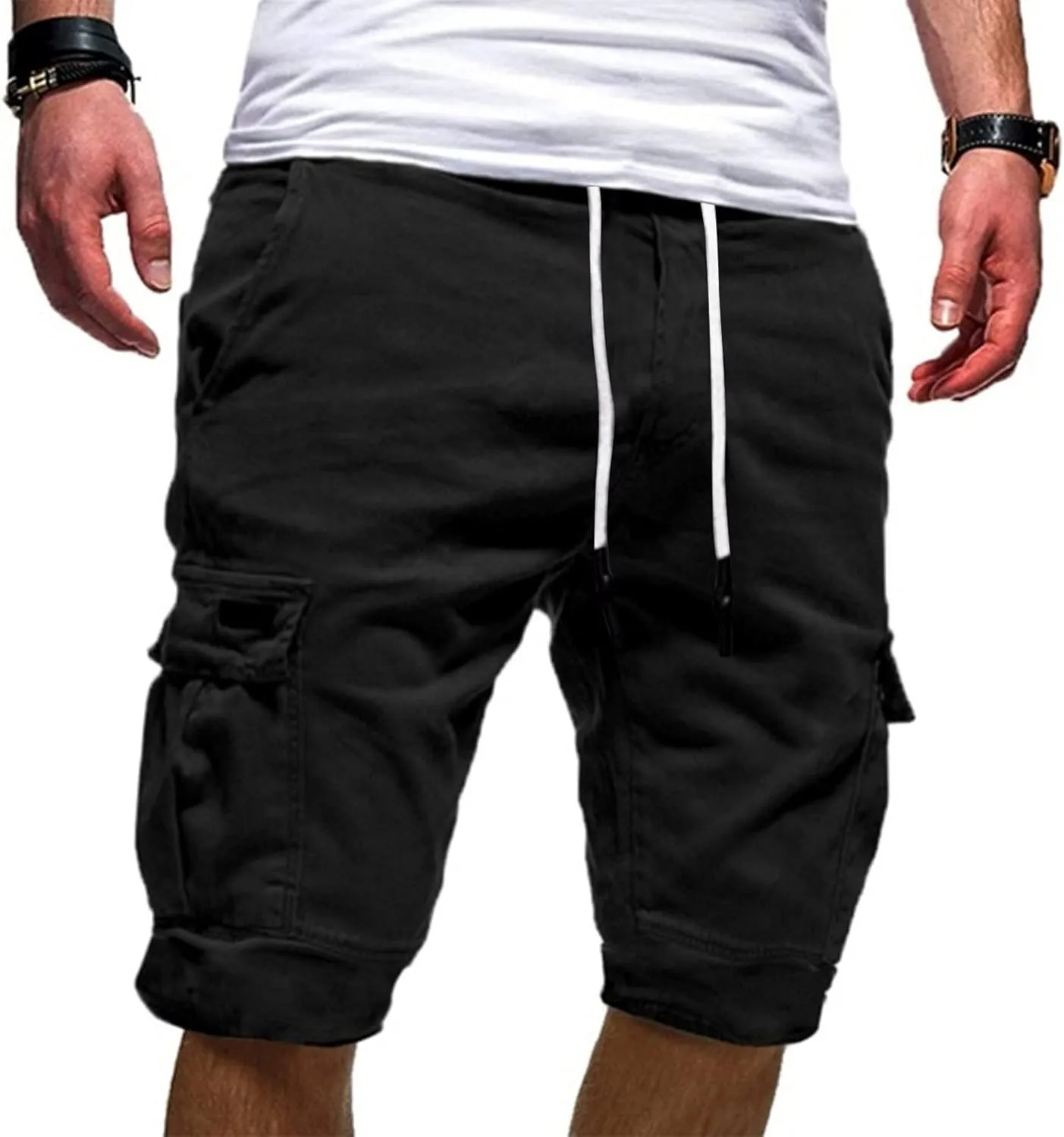 Men's Casual Cargo Shorts Classic Fit Athletic Shorts Cotton Cargo Shorts for Men Summer Beach Shorts with 4 Pockets