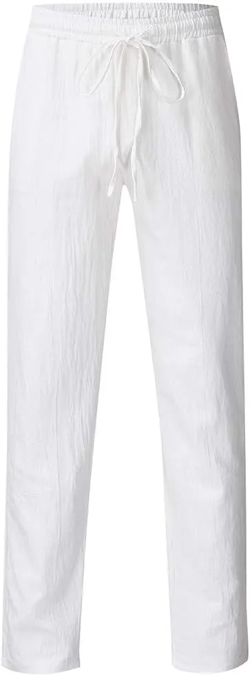 Mens Casual Pants Elastic Waist Drawstring Lightweight Joggers Plus Size Slim Fit Baggy Tapered Athletic Pants with Pockets