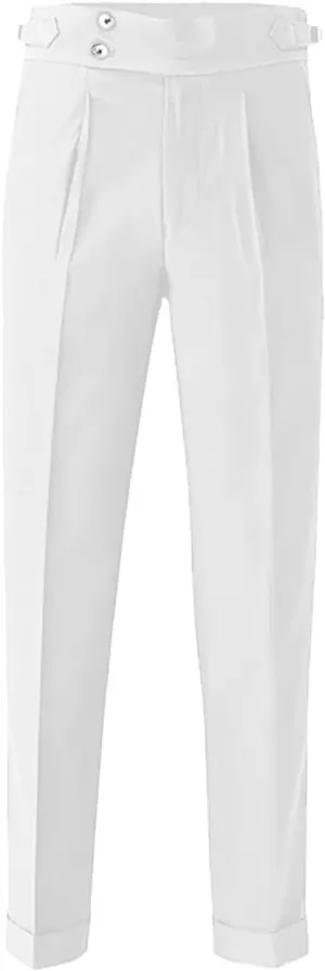 Mens Casual Pants Slim Fit High Waisted Straight Leg Dress Pants Lightweight Solid Color Business Work Pants Lounge Trousers
