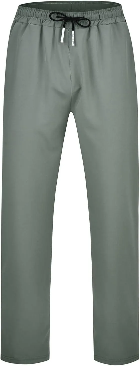 Men's Casual Slim Fit Pants, Stretch Golf Pants, Breathable Fabric, Elastic Waistband, Workout Training Tapered Trousers