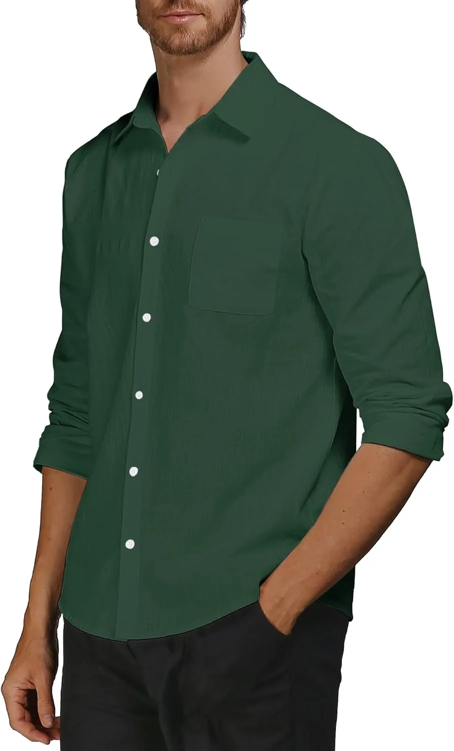 Men's Cotton Linen Shirts Casual Shirts Button Down Shirts Regular Fit Long Sleeve Tops
