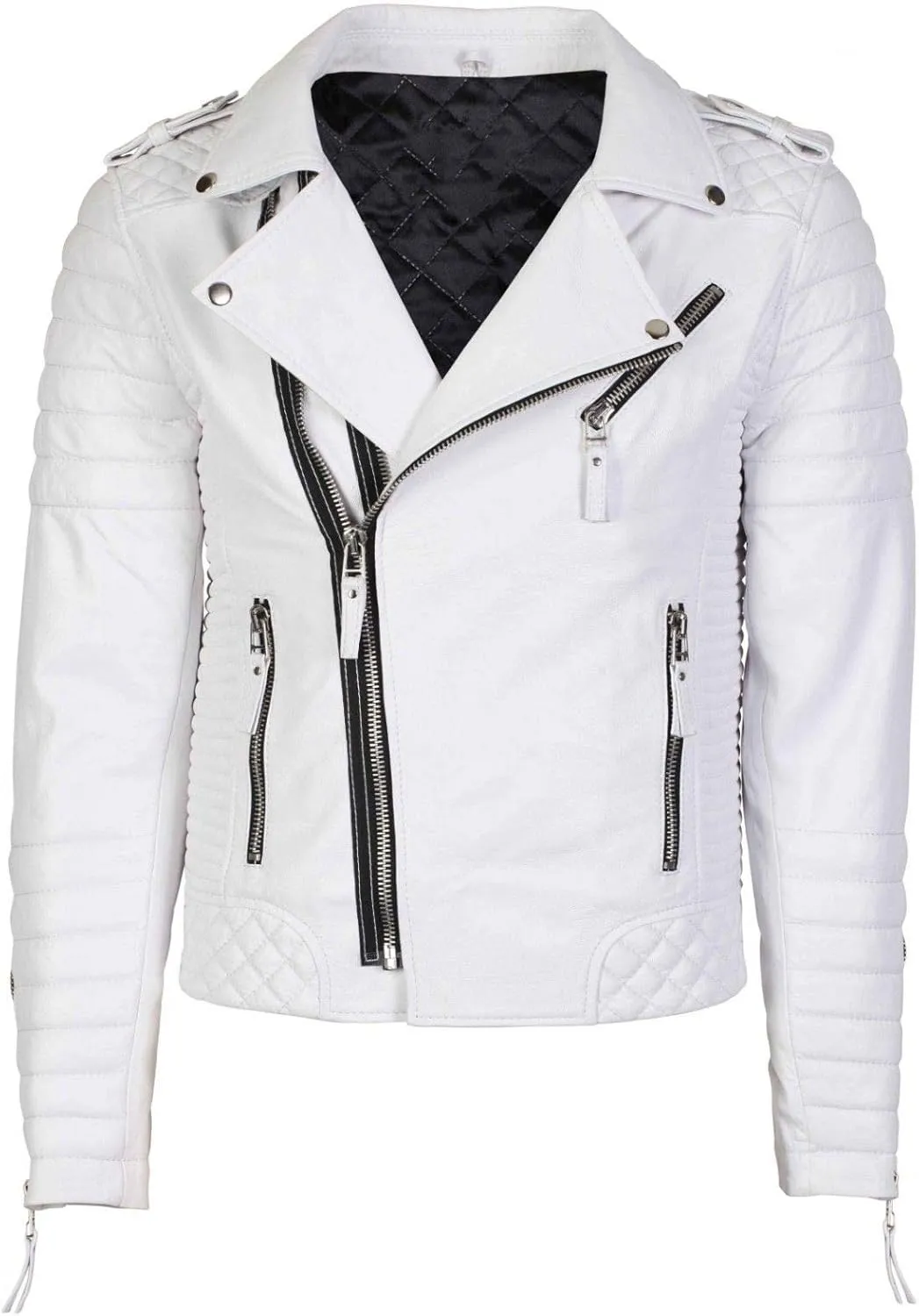 Mens Distress Leather Jackets Motorcycle Bomber Biker Stylish Outerwear Zipper JacketWhite Jacket