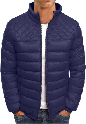 Men's Down Winter Coat Jacket Casual Windproof Zip Up Windbreaker Jackets Warm Padded Coats Big and Jackets, M-2XL