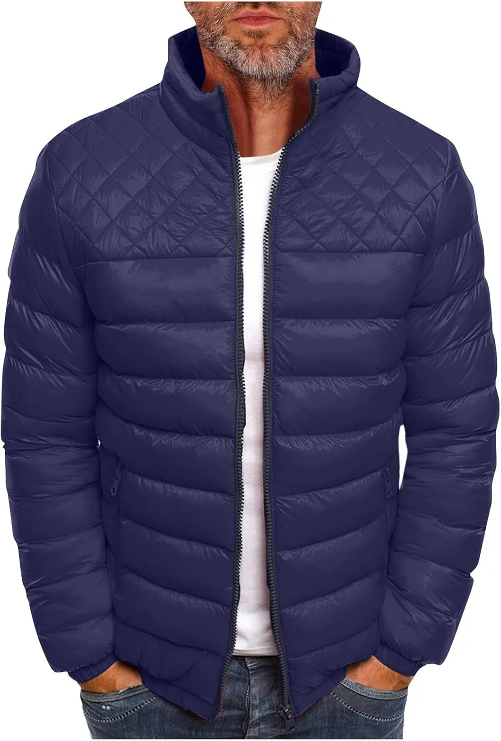 Men's Down Winter Coat Jacket Casual Windproof Zip Up Windbreaker Jackets Warm Padded Coats Big and Jackets, M-2XL