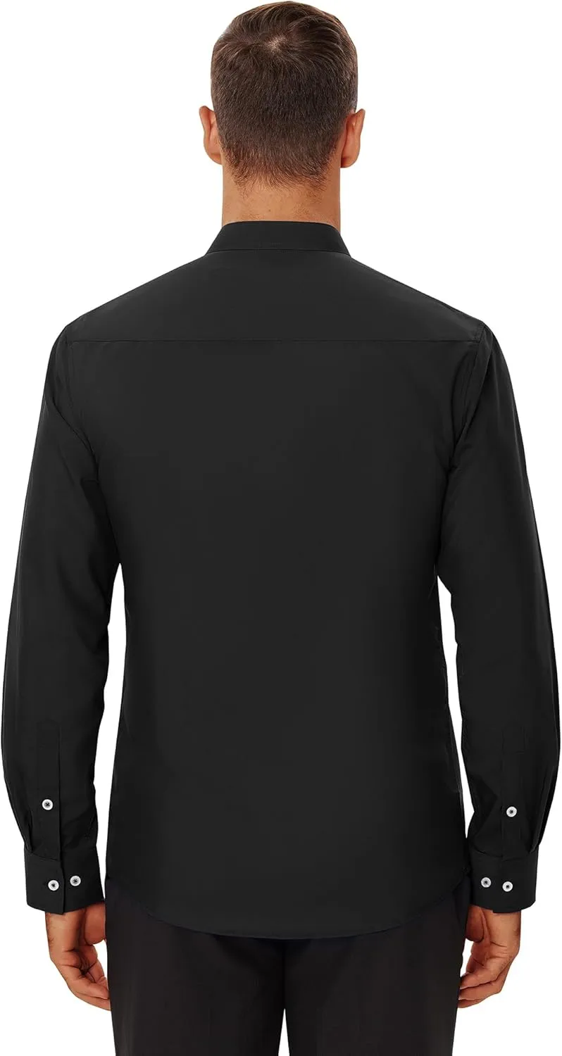 Mens Dress Shirts Wrinkle Free Dress Shirts for Men Long Sleeve Button Down Shirts Banded Collar Shirts