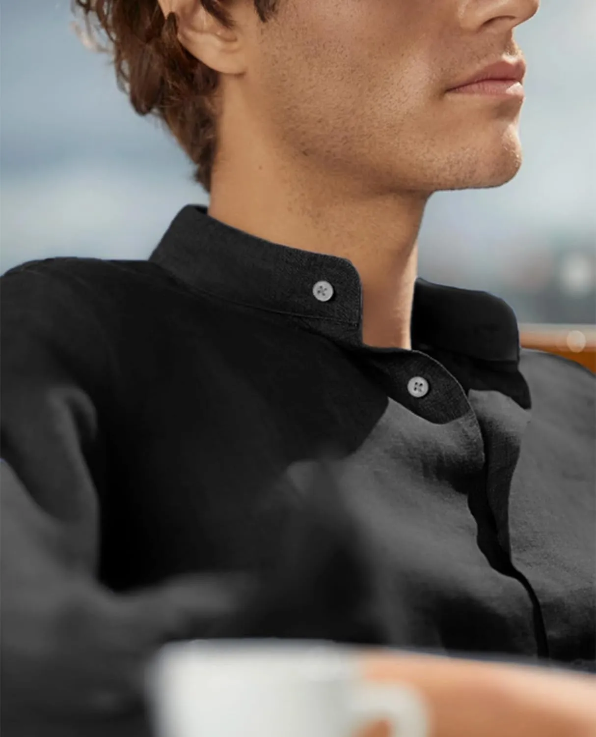 Mens Dress Shirts Wrinkle Free Dress Shirts for Men Long Sleeve Button Down Shirts Banded Collar Shirts