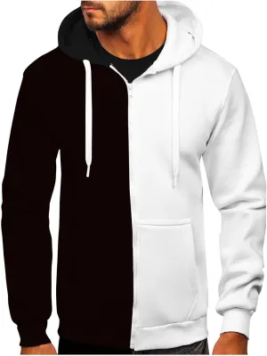 Men's Fall Outfits Hoodies Basic Zip Up Hoodie Long Sleeve Sweatshirts Classic Jacket Print Pullover Casual, M-6XL