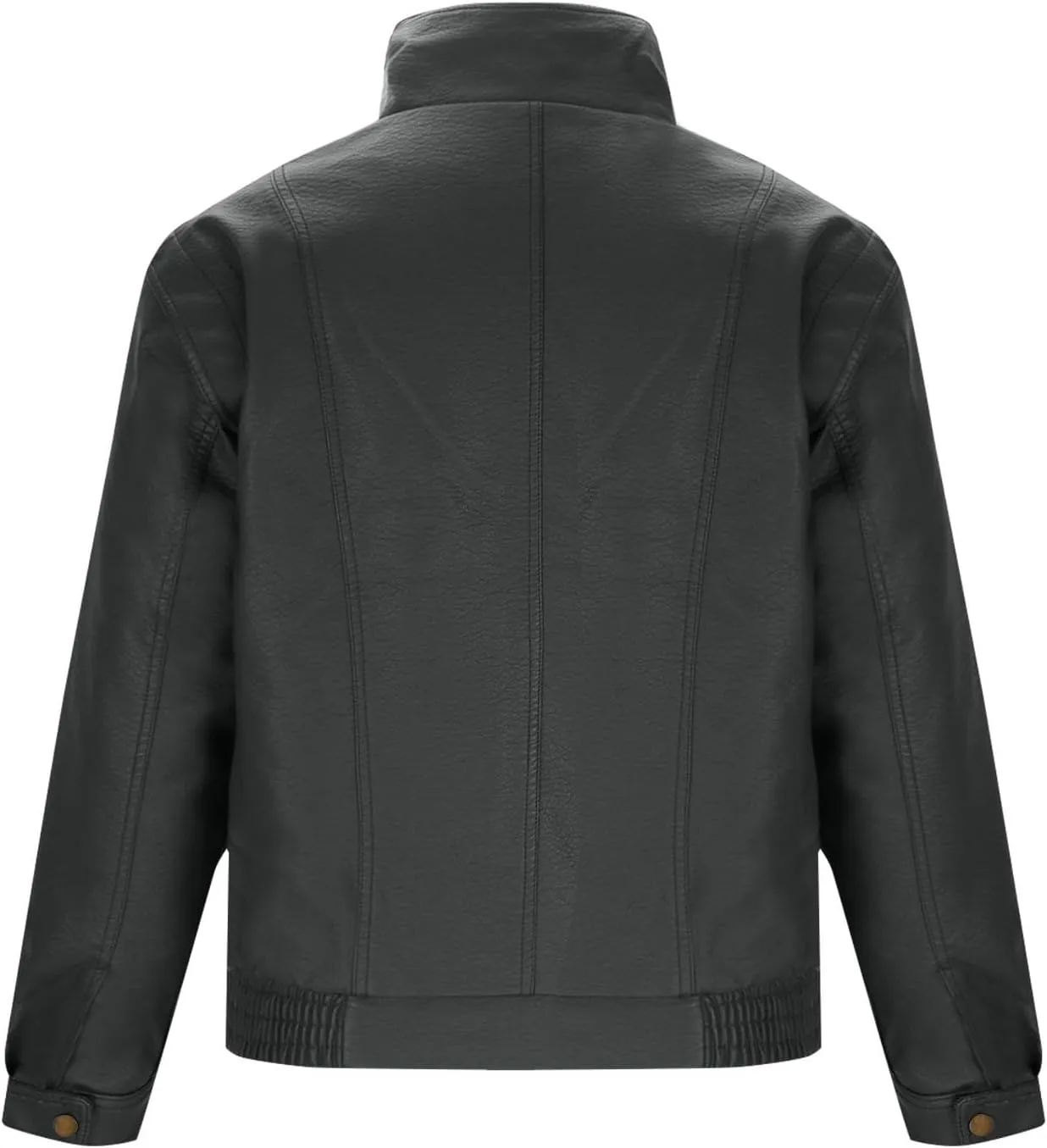 Mens Faux Leather Jacket Winter Warm Fleece Lined Fashion Motorcycle Jackets Coat Full Zip Buttons Stand Collar Coats