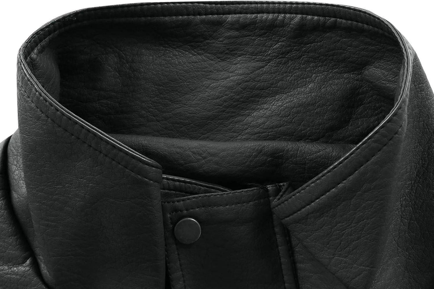 Mens Faux Leather Jacket Winter Warm Fleece Lined Fashion Motorcycle Jackets Coat Full Zip Buttons Stand Collar Coats