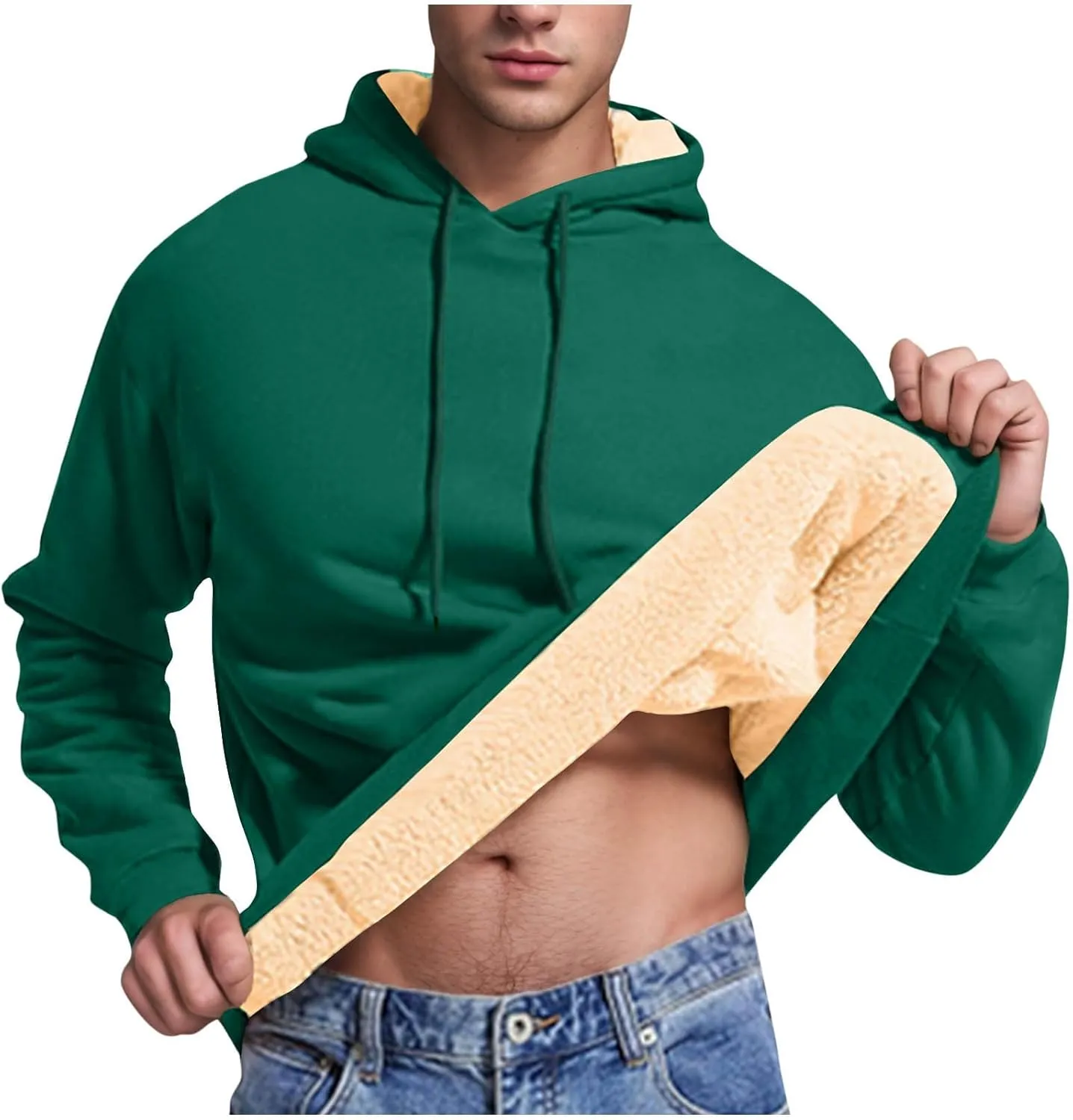 Men's Fleece Lined Hoodies Pullover Winter Warm Fuzzy Sherpa Heavyweight Hoodie Thick Thermal Hooded Sweatshirts