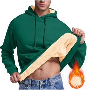 Men's Fleece Lined Hoodies Pullover Winter Warm Fuzzy Sherpa Heavyweight Hoodie Thick Thermal Hooded Sweatshirts