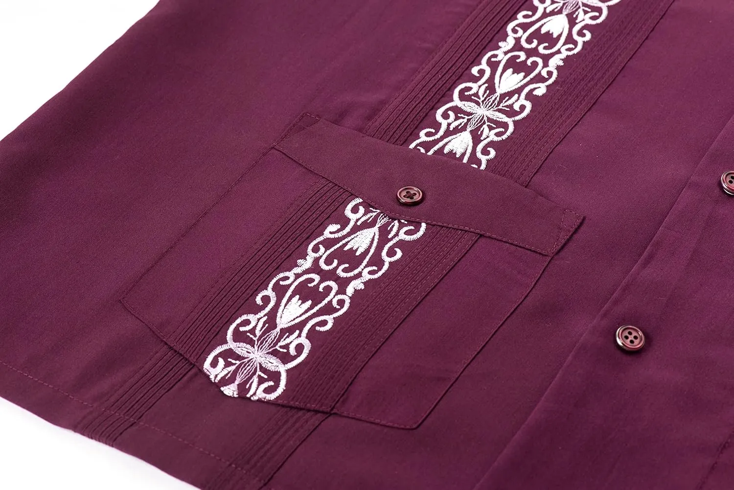 Men's Guayabera Shirts Short Sleeve Casual Snap Shirts