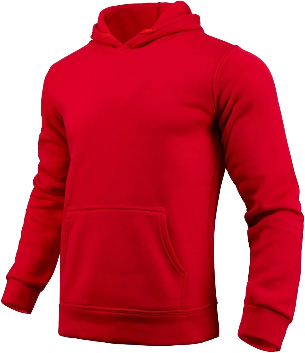 Men's Hooded Sweatshirts Long Sleeve Lightweight Hoodie Solid Color Casual Pullover Tops with Pocket