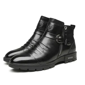 Men's Leather Slip-On Mid-Rise Boots