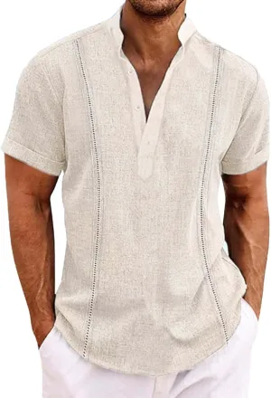 Mens Linen Shirts Formal Shirts for Men White T Shirts Mens Dress Shirts Long Sleeve Beach T Shirts for