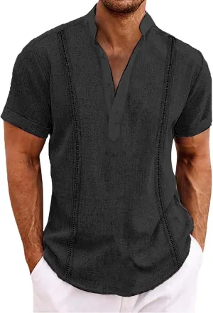 Mens Linen Shirts Formal Shirts for Men White T Shirts Mens Dress Shirts Long Sleeve Beach T Shirts for