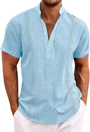 Mens Linen Shirts Formal Shirts for Men White T Shirts Mens Dress Shirts Long Sleeve Beach T Shirts for