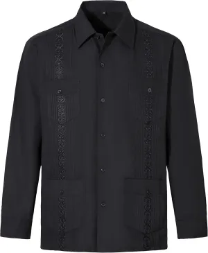 Men's Long Sleeve Guayabera Shirts Cuban Shirts